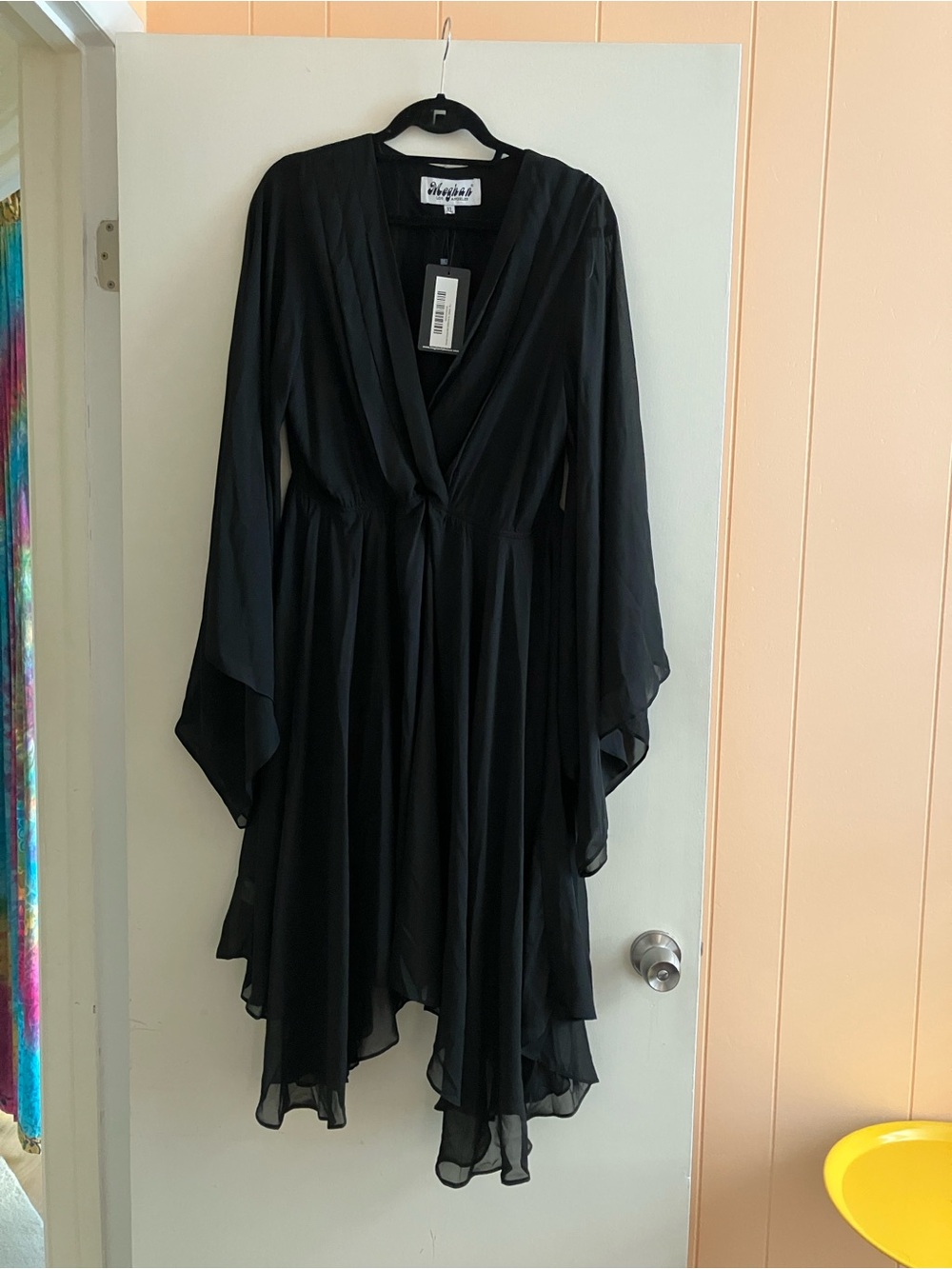 Meghan LA Black Draped V-Neck Dress
